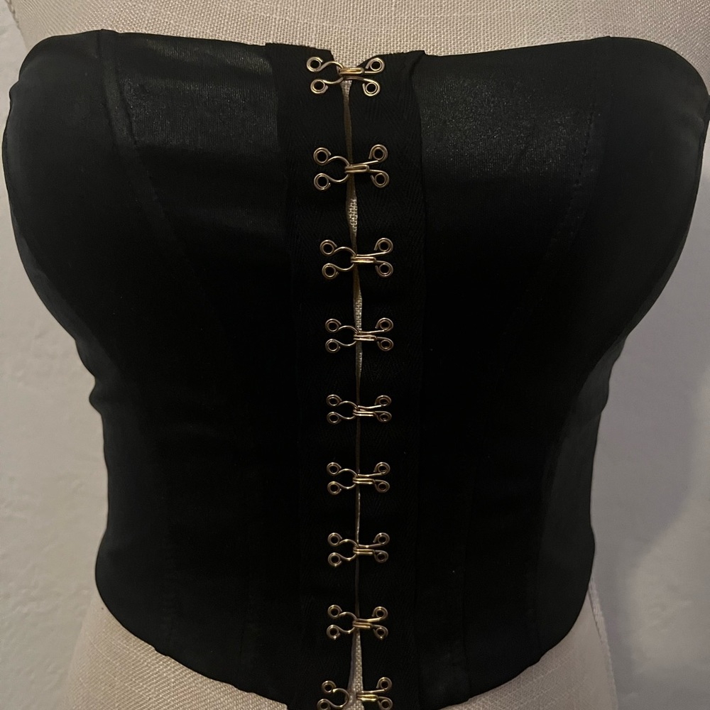 Black faux leather top